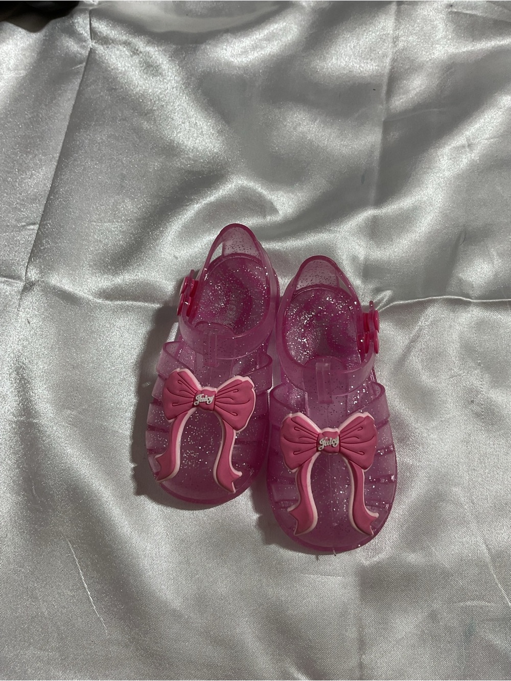 Pink Glitter Jelly Bow Kids Shoes